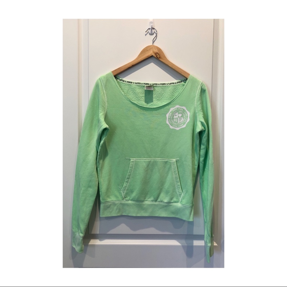 Lime green PINK by VS off the shoulder crew